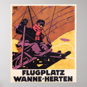 FLY FLUGPLATZ WANNE HERTEN Vintage German Posters
