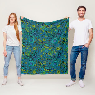 Fly, fly dragonfly on blue fleece blanket