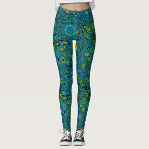Fly, fly dragonfly on blue leggings