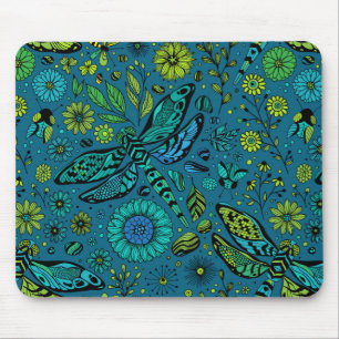 Fly, fly dragonfly on blue mouse mat