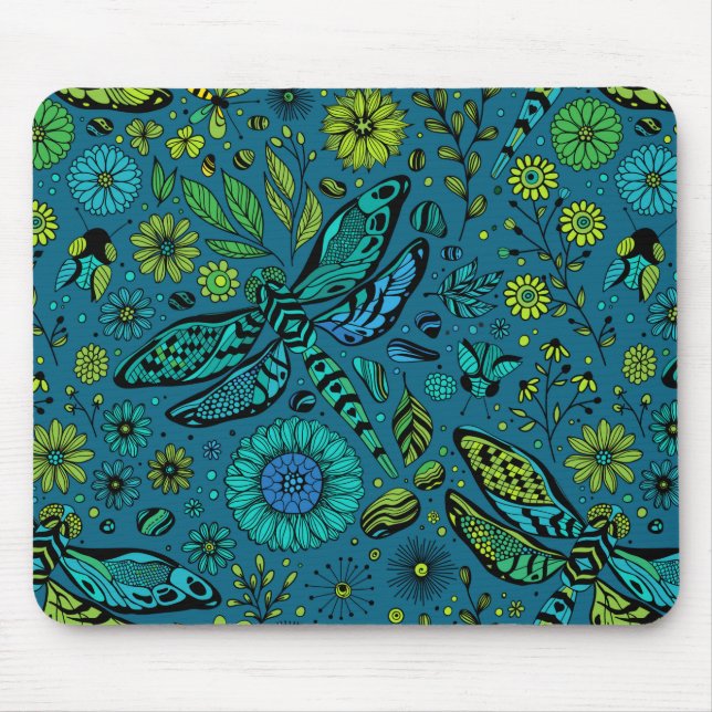 Fly, fly dragonfly on blue mouse mat (Front)