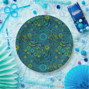 Fly, fly dragonfly on blue paper plate