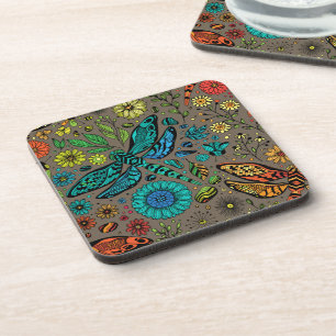 Fly, fly dragonfly on brown coaster