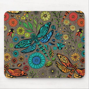 Fly, fly dragonfly on brown mouse mat