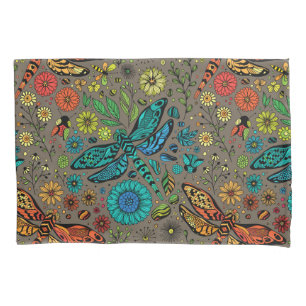 Fly, fly dragonfly on brown pillowcase