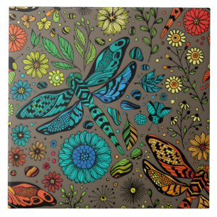 Fly, fly dragonfly on brown tile