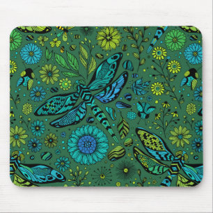Fly, fly dragonfly on emerald green mouse mat