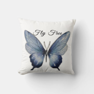 Fly Free – Blue Butterfly Art Design Cushion