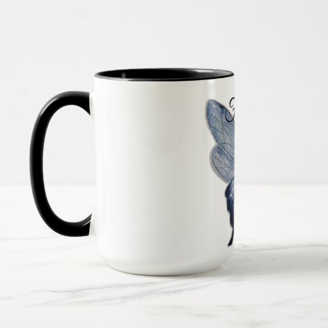 Fly Free – Blue Butterfly Art Design Mug (Left)