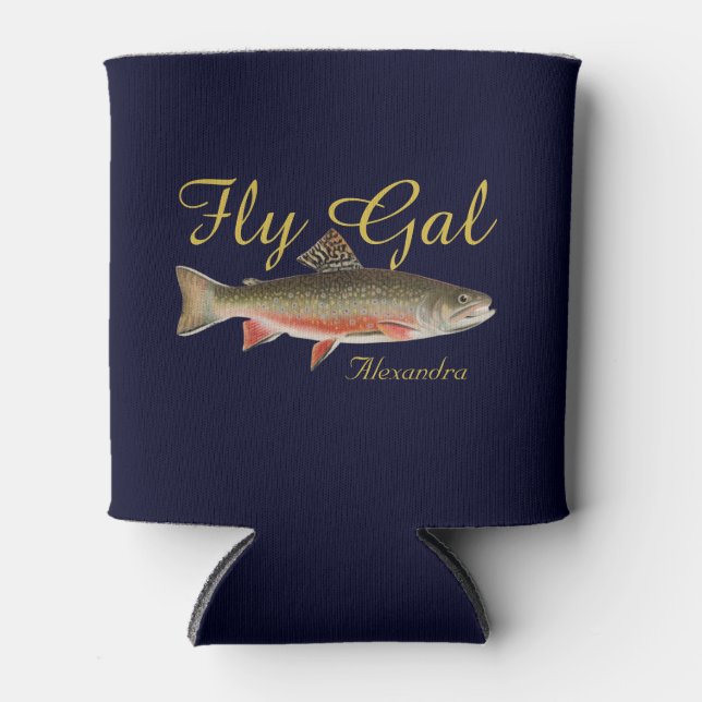 Fly Gal Fishermen Fly Fishing Trout Flies Can Cooler (Front)