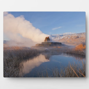 Fly Geyser with snow capped Granite Range 4 Plaque