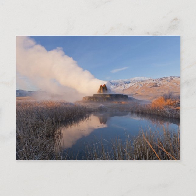 Fly Geyser with snow capped Granite Range Postcard (Front)