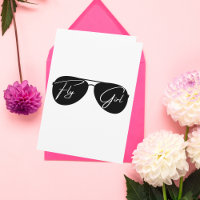 Fly Girl, Aviator Sunglasses,Script,Cute Birthday