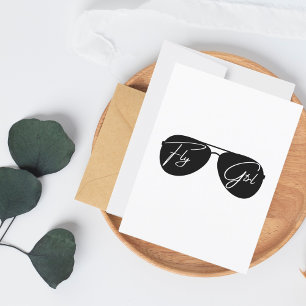 Fly Girl,Black Aviator Sunglasses,Cute Birthday Postcard