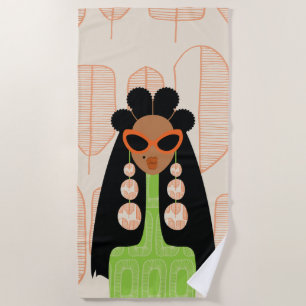 Fly Girl Orange and Green Beach Towel