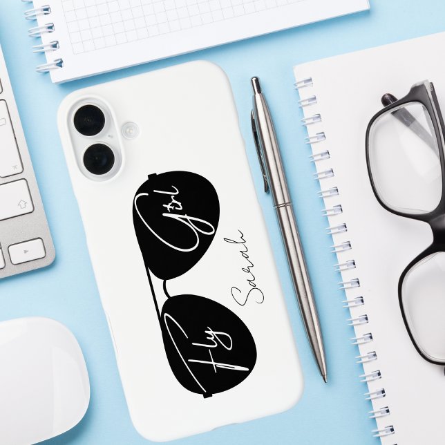 Fly Girl Script Black Aviator Sunglasses,Custom Case-Mate iPhone Case (Creator Uploaded)