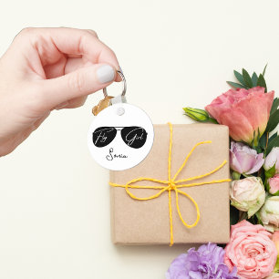 ‘Fly Girl’ Script on Black Aviator Sunglasses,Fun Key Ring