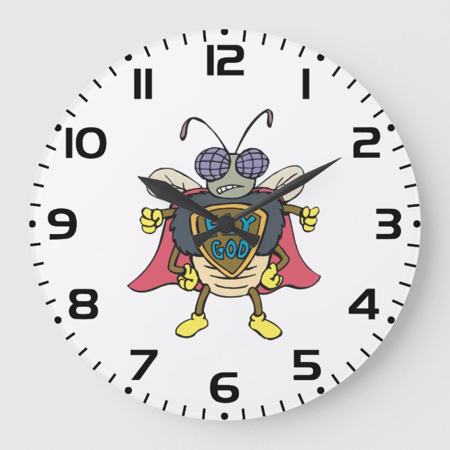 Fly God Superhero Fly Insect Character Large Clock (Front)