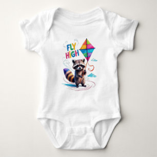 Fly High Cute Racoon and Squirrel with Balloon Baby Bodysuit