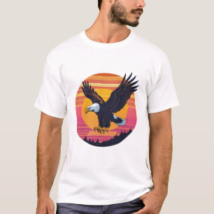 Fly High Soar Free – Retro Eagle Sunset Graphic T-Shirt