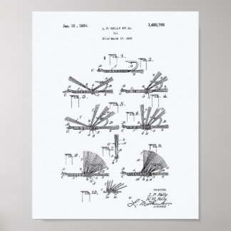 Fly Hook 1924 Patent Art White Paper Poster