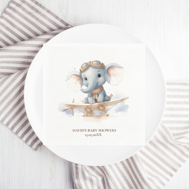 Fly into Adorable Bliss: Elephant Watercolor Baby  Napkin (Creator Uploaded)