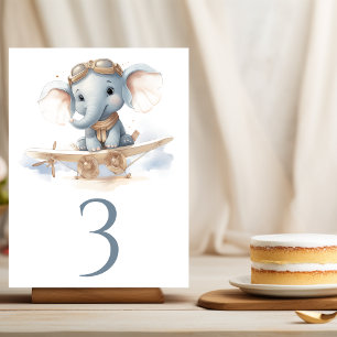 Fly into Adorable Bliss: Elephant Watercolor Baby Table Number
