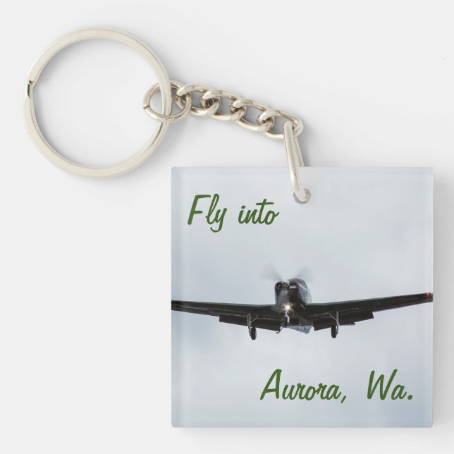 Fly into Aurora, Washington Key Ring (Front)