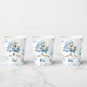 Fly into Fun: Teddy's First Birthday Adventure Paper Cups