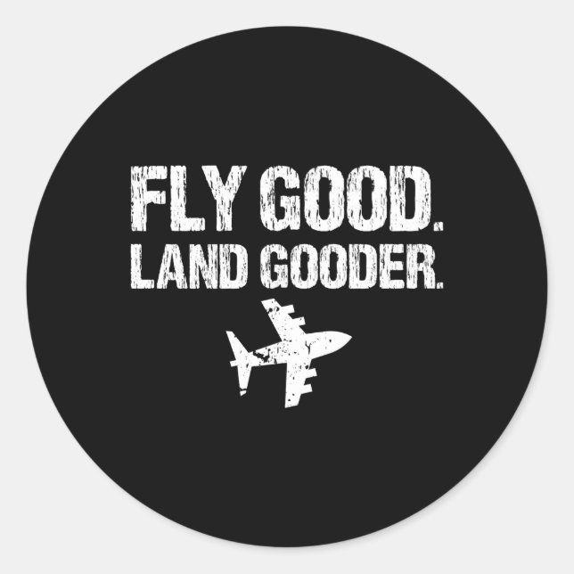 Fly Land Er Aeroplane Aviation Classic Round Sticker (Front)