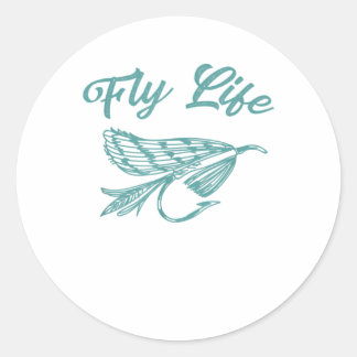 Fly Life, Trout Fishing Shirt, Fly Fish Classic Round Sticker