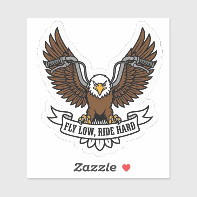 Fly Low Ride Hard Biker Eagle Motorcycle Vinyl (Sheet)