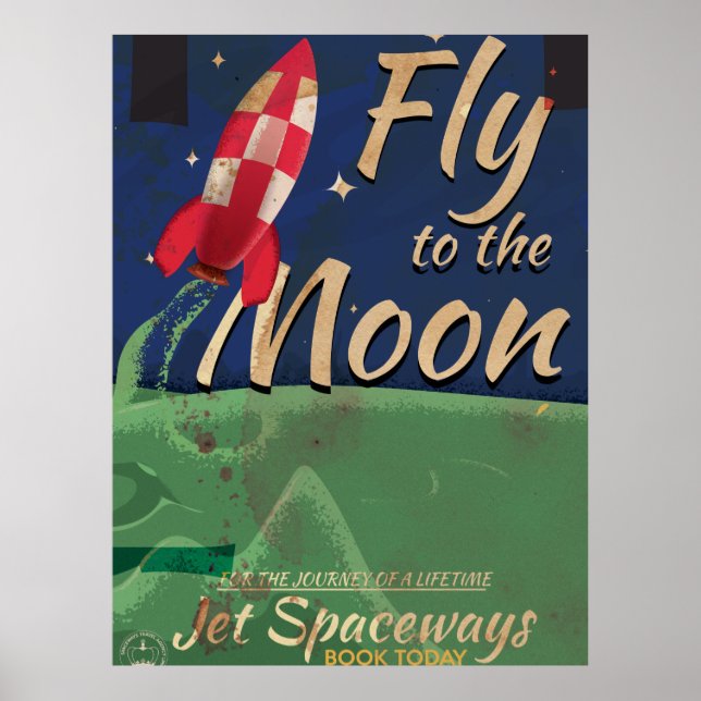 Fly me to the Moon Vintage Travel poster (Front)
