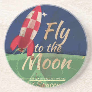 Fly me to the Moon Vintage Travel poster Coaster