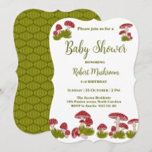Fly Mushrooms Goblincore Green Baby Shower Invitat