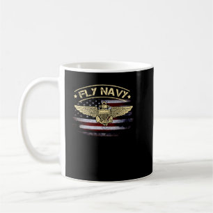 Fly Navy Shirt Classic Naval Officer Pilot Wings T Coffee Mug