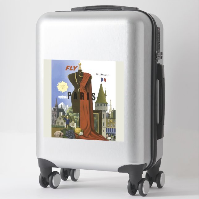 Fly Paris France Vintage Travel Poster (Suitcase)