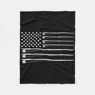 Fly Rod Fishing American Flag Fleece Blanket