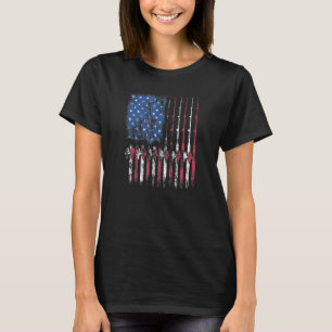 Fly Rod Fishing American Flag Funny Fisherman T-Shirt