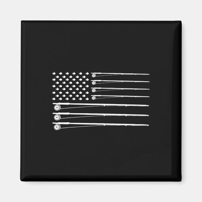 Fly Rod Fishing American Flag  Magnet (Front)