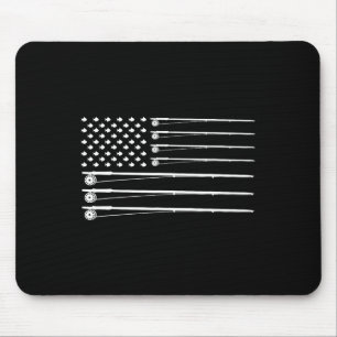 Fly Rod Fishing American Flag Mouse Mat