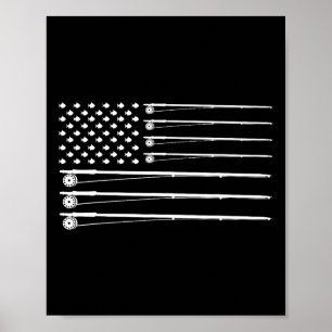 Fly Rod Fishing American Flag Poster
