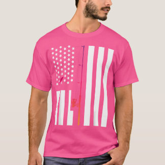 Fly Rod Fishing American Flag Retro Vintage Fish T-Shirt