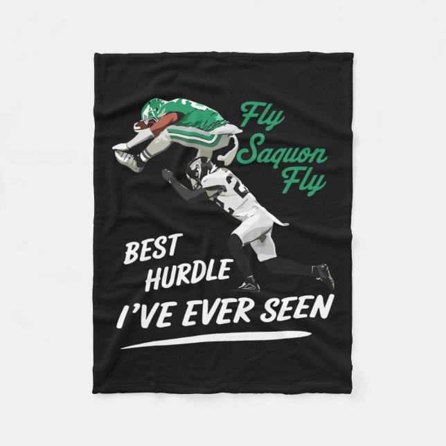 Fly Saquon Fly Best Hundle I've Ever Seen Eagles B Fleece Blanket (Front)