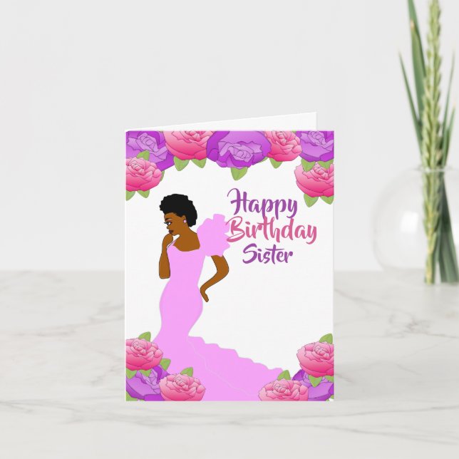 Fly Sister African American Birthday  Card (Front)