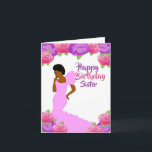 Fly Sister African American Birthday  Card<br><div class="desc">This beautiful and elegant birthday card features pink and purple roses,  and an African American woman in a pink gown.  Get this classy and cute birthday cards for your sister and put a smile on her face.</div>