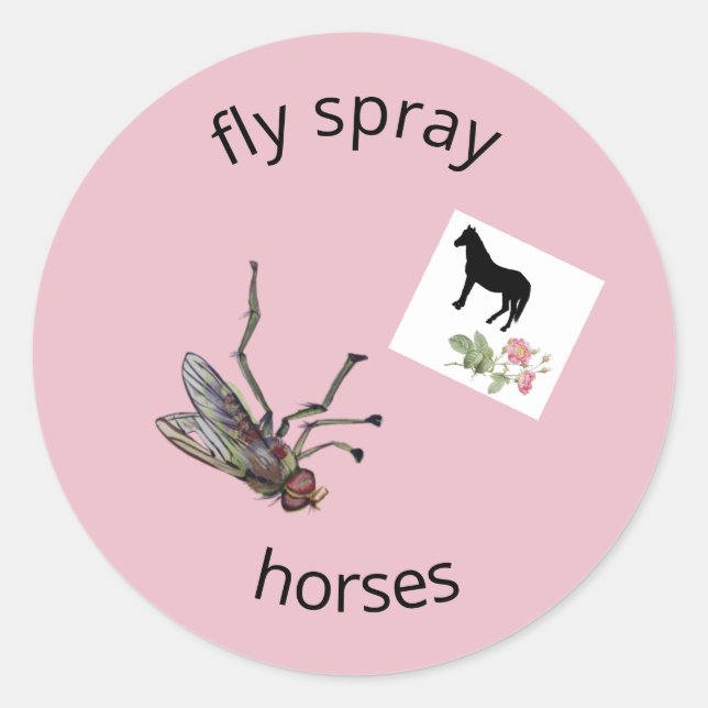 fly spray horses classic round sticker (Front)