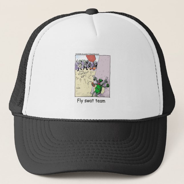 Fly Swat Team Funny Police Gifts & Collectibles Trucker Hat (Front)