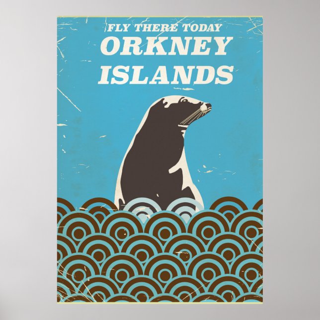 Fly there today Orkney Islands vintage poster (Front)