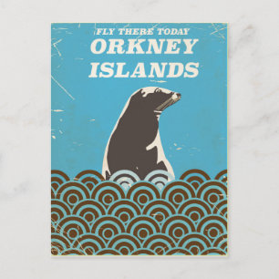 Fly there today Orkney Islands vintage poster Postcard